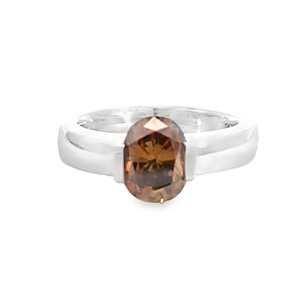 Champagne Diamond 18K White Gold Ring