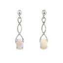 White Opal Stud Earrings In Sterling Silver