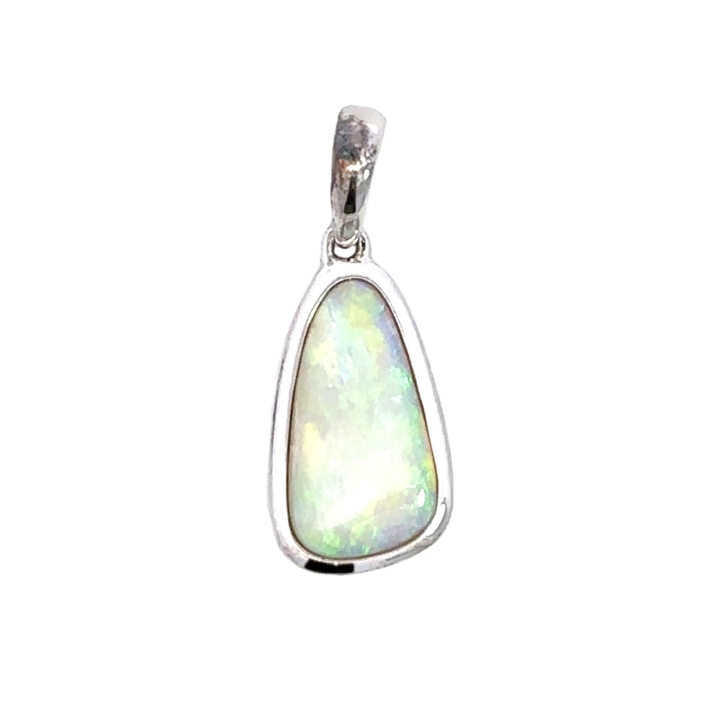 White Opal Pendant Set In Sterling Silver