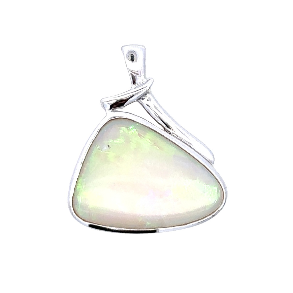 White Opal Pendant Set In Sterling Silver