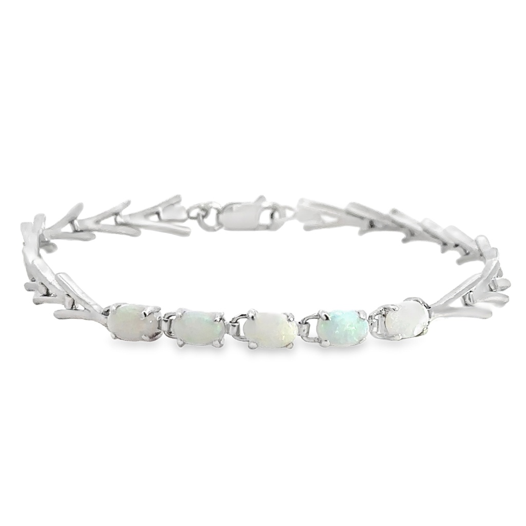 White Opal Bracelet in Sterling Silver