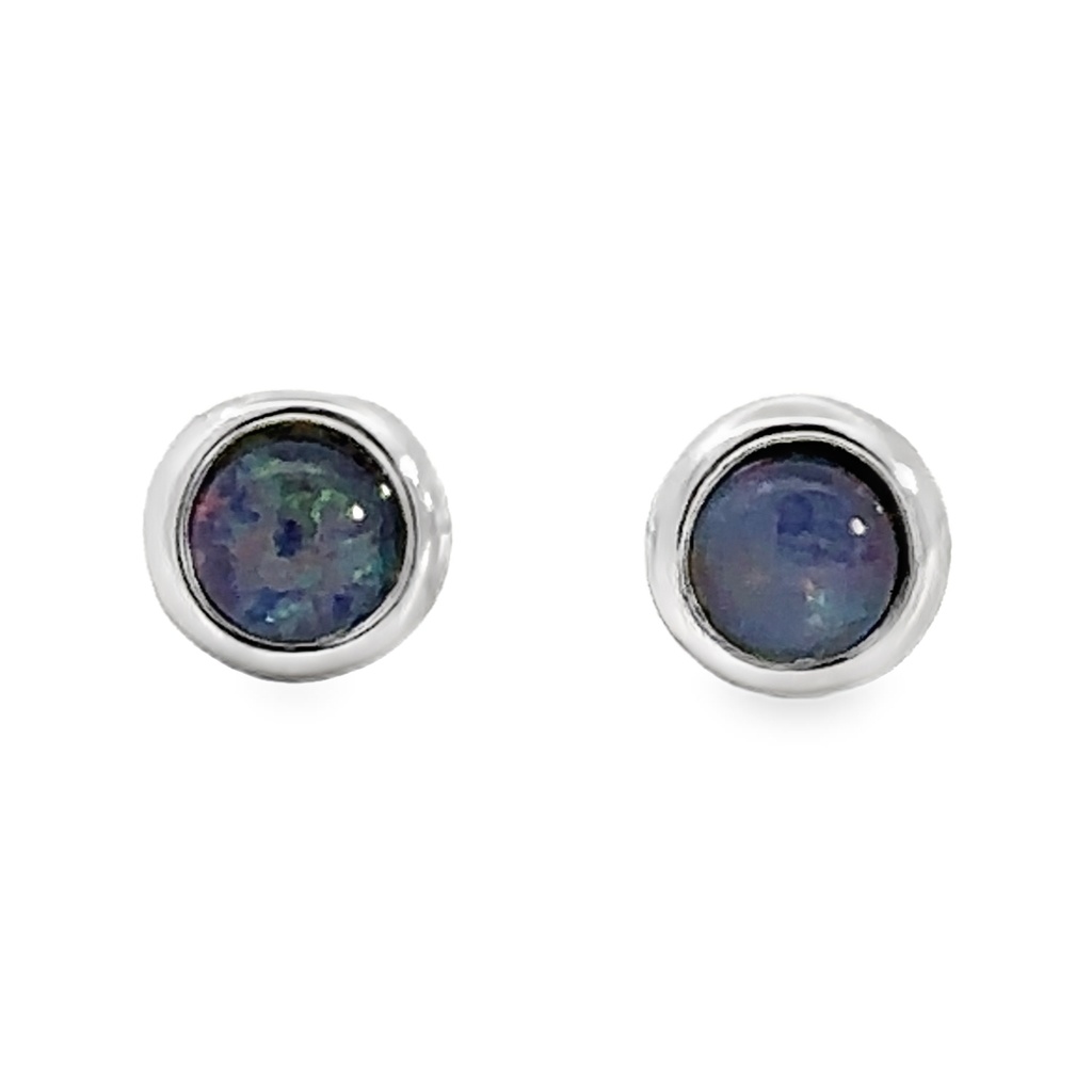 Triplet Opal Stud Earrings In Sterling Silver