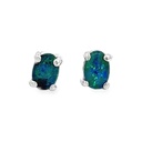 Triplet Opal Stud Earrings In Sterling Silver