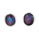Triplet Opal Stud Earrings In Sterling Silver