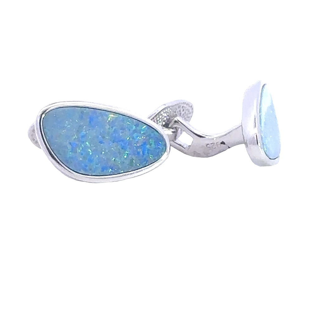 Cufflink Doublet Opal Sterling Silver