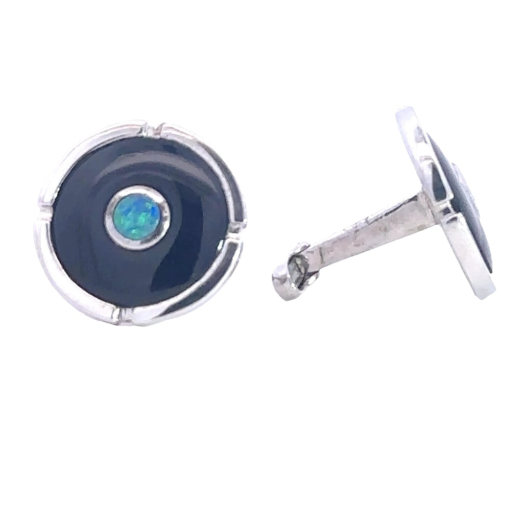 Cufflink Doublet Opal Sterling Silver
