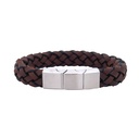 Brown Leather Mens Bracelet With Steel Clasp