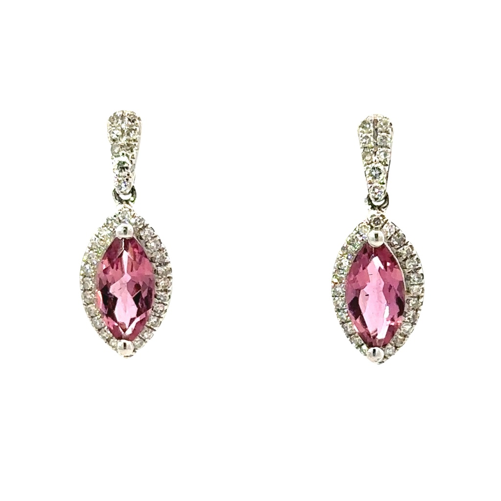 Pink Tourmaline Earrings In 9ct White Gold