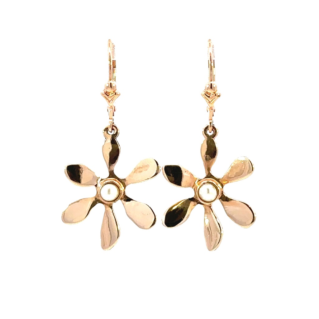 Pearl Earrings In 9ct Rose Gold With Flower Detail