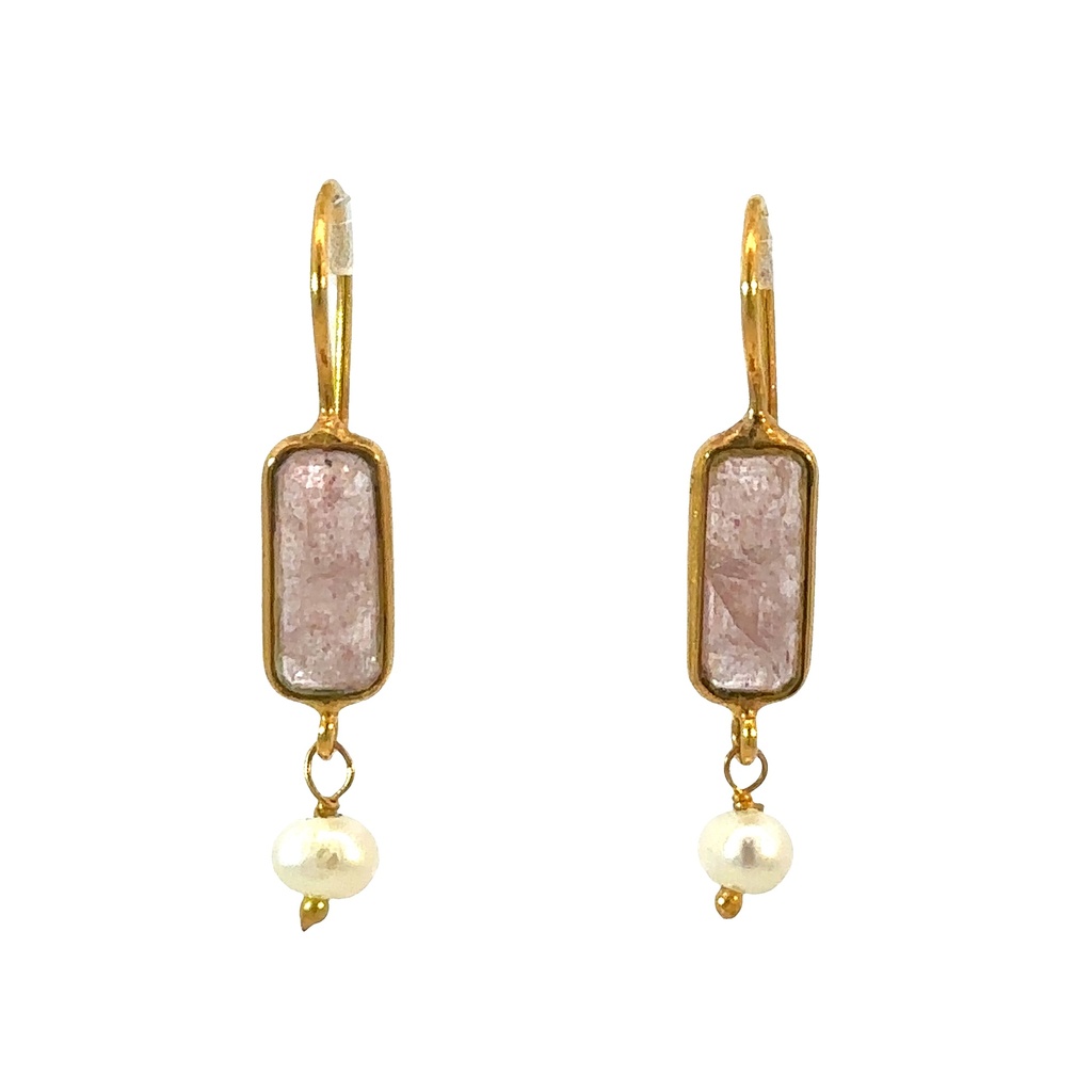 Earrings | Gold Plated Brass With Watermelon Tourmaline
