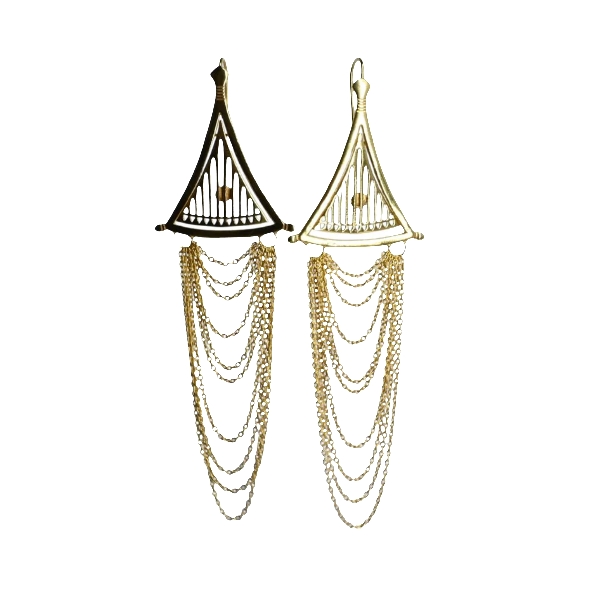 Earrings | Gold Plated Brass With Hanging Chains