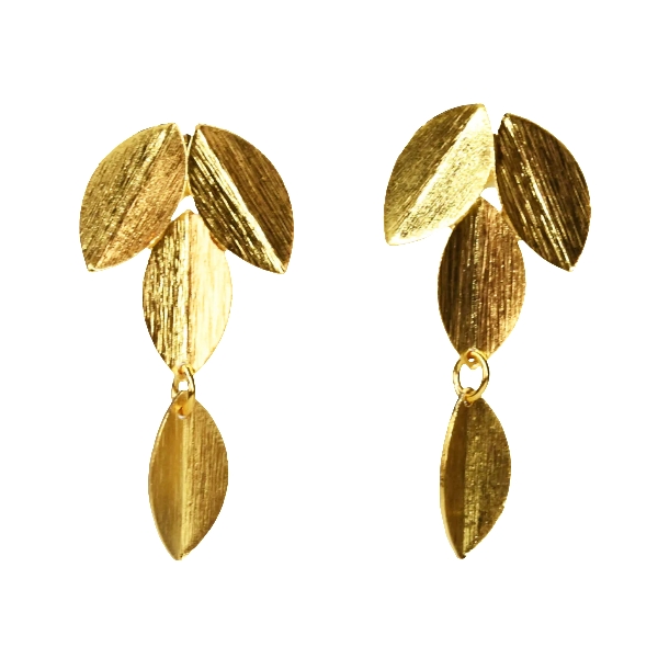 Earrings | Gold Plated Brass Leaf Motif Design