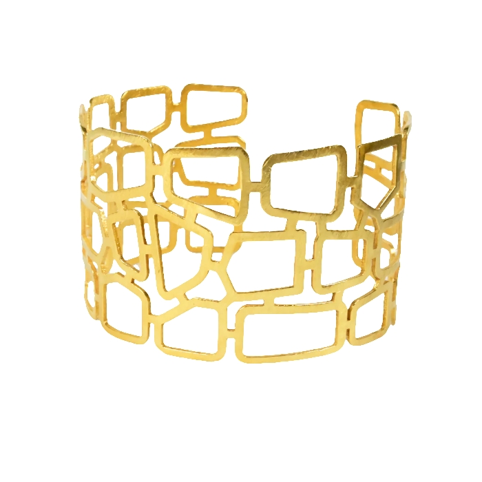 Gold Plated Brass Cuff Bangle