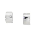 Huggie Earrings With Pink Cubic Zirconia in Stainless Steel
