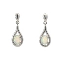 Solid Crystal Opal Stud Earrings In 14K White Gold