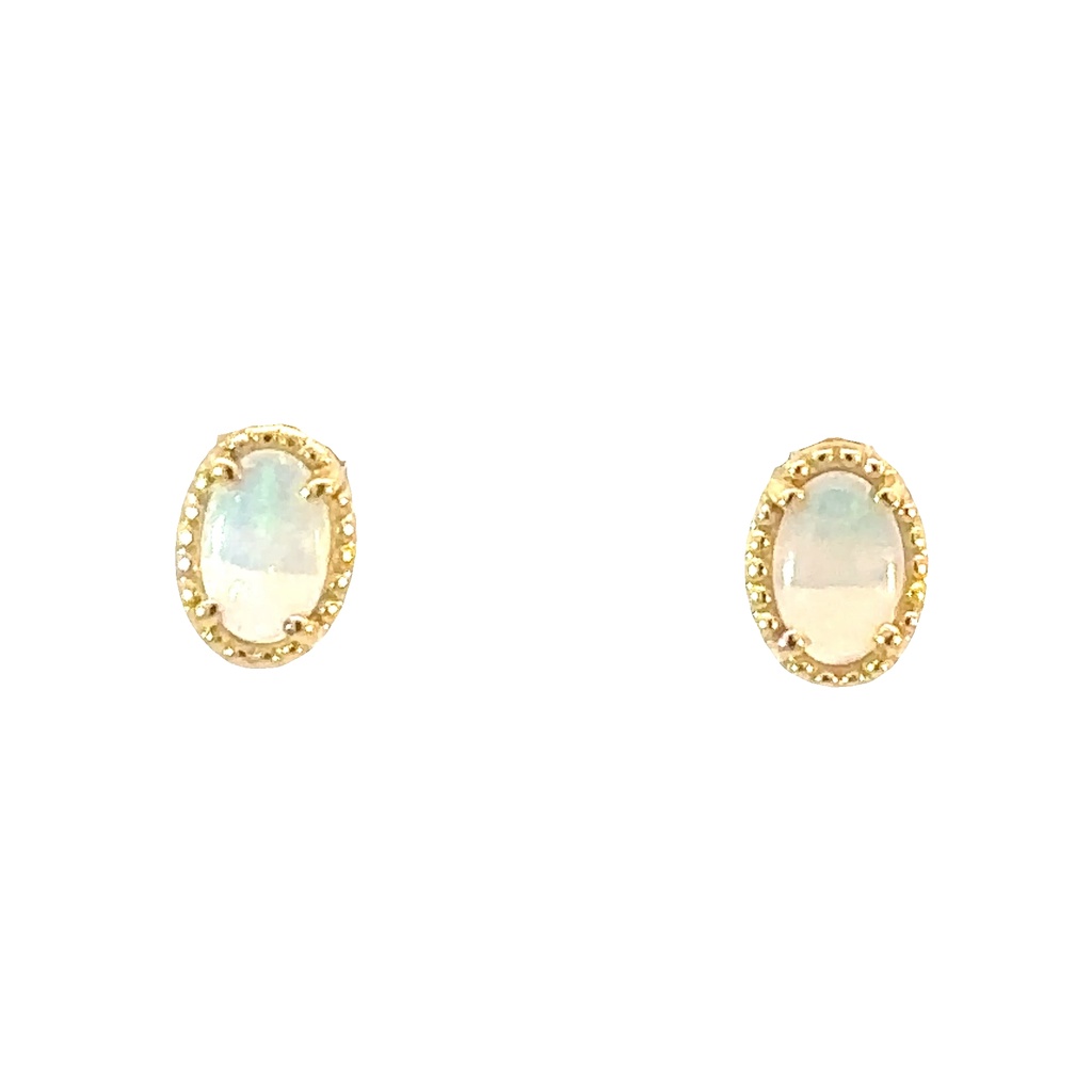 Solid Crystal Opal Earrings I Yellow Gold Plated