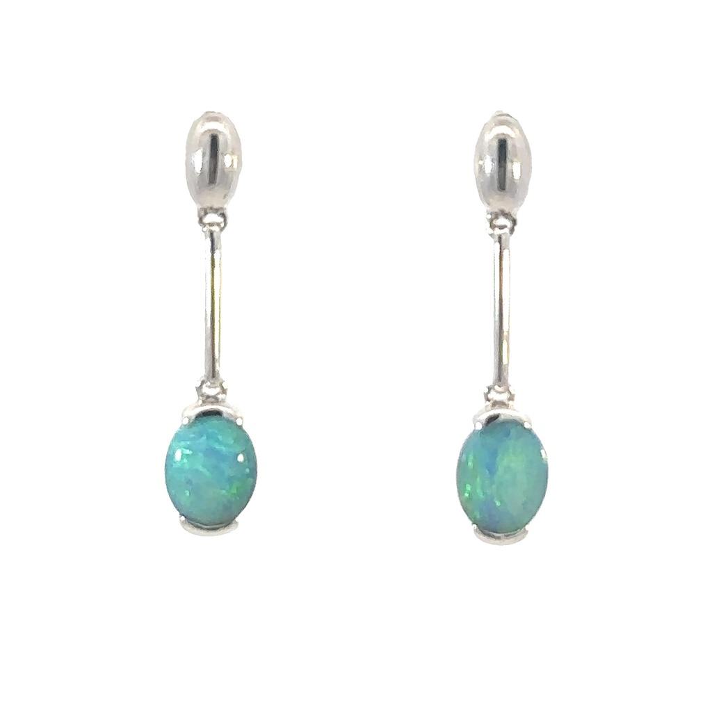 Solid Boulder Opal Earrings In Sterling Silver