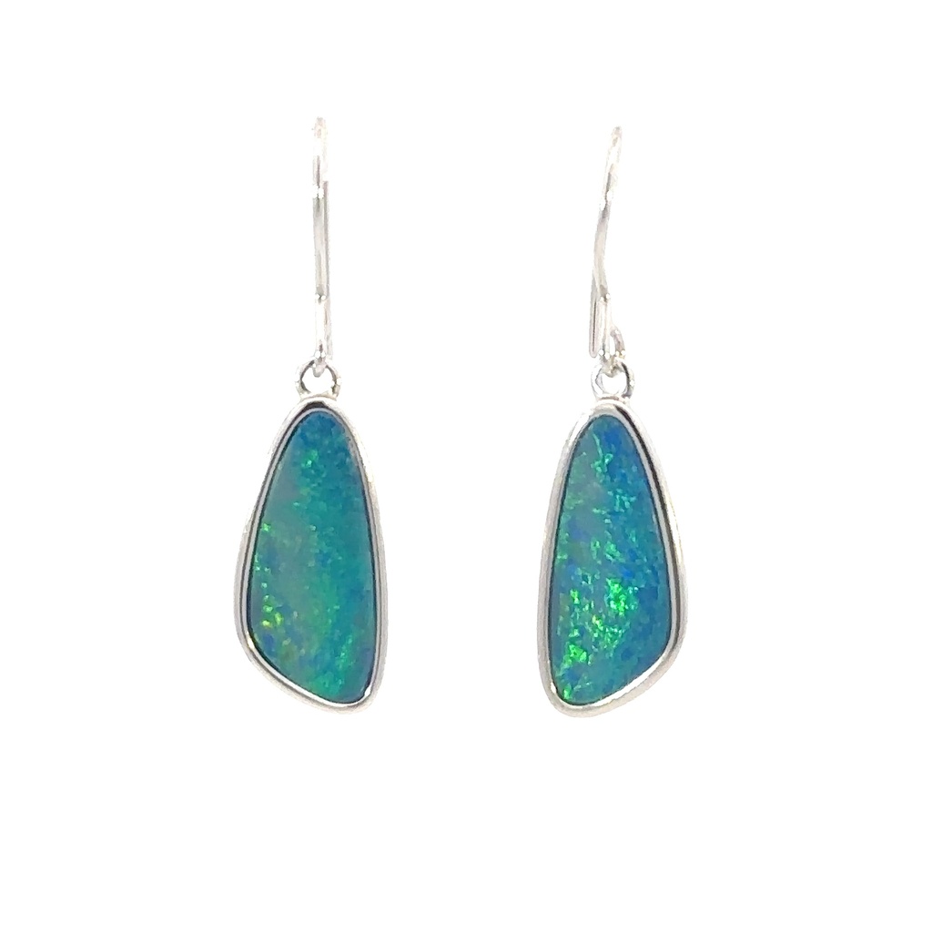 Freeform Opal Doublet Earrings In Silver