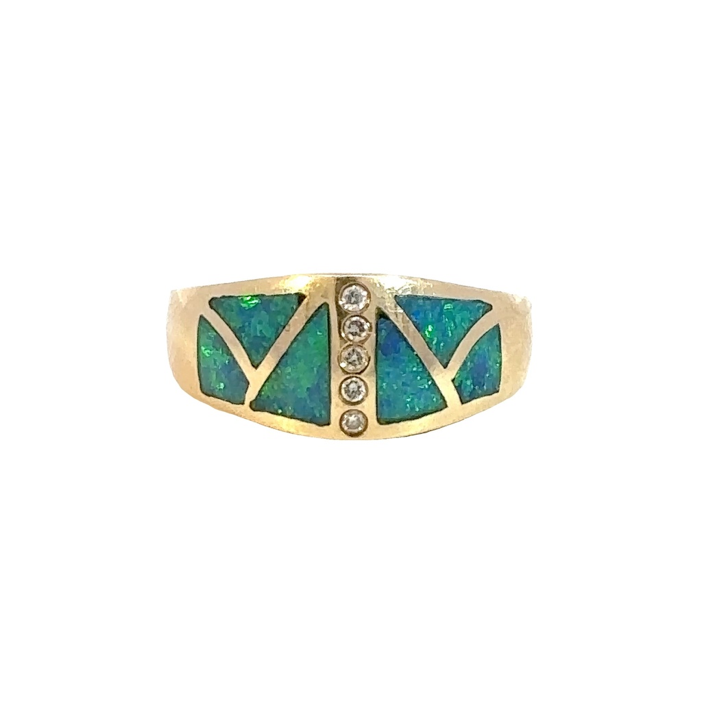 Opal And Diamond Ring | 14K