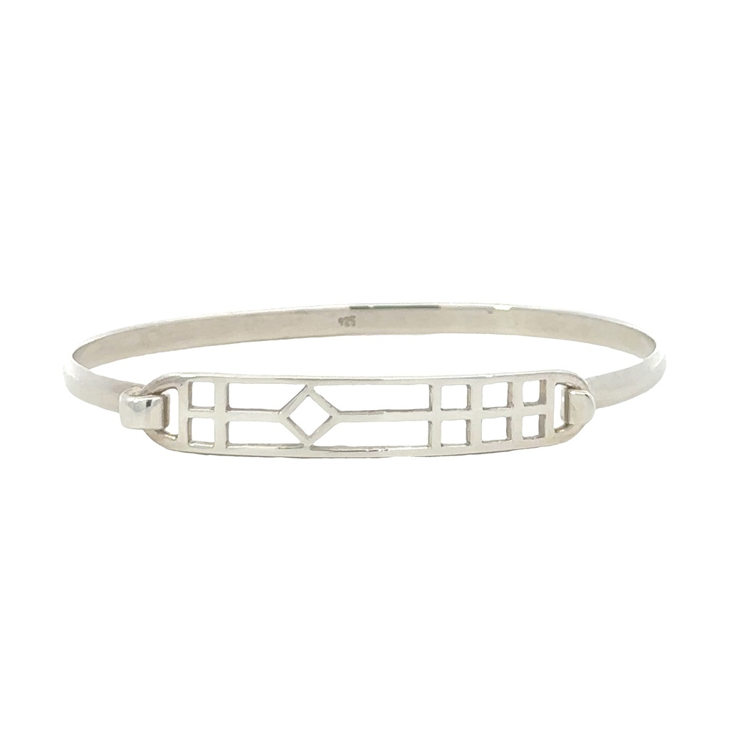 Silver Bangle Art Deco Style