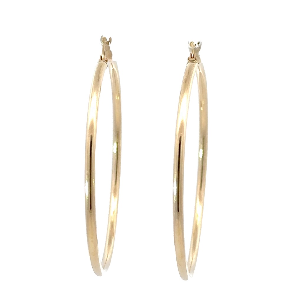 Hoop Earrings In 9ct Yellow Gold 50mm By 2mm