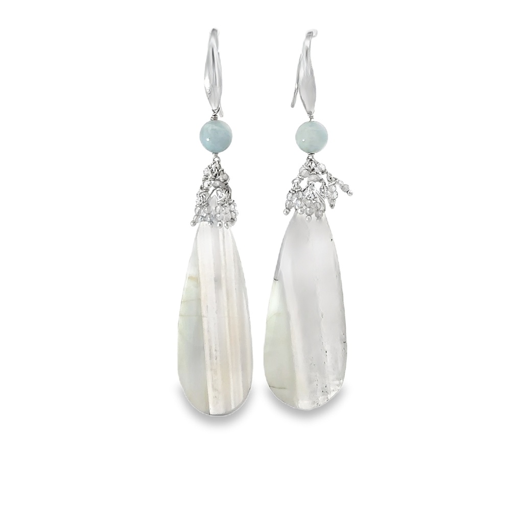Opal, Labradorite & Beryl Drop Earrings In Silver