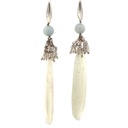 Opal, Labradorite & Beryl Drop Earrings In Silver