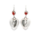 Antique Heart & Coral Drop Earrings In Silver