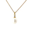 Fresh Water Pearl & Diamond Pendant In 18K Yellow Gold