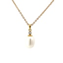 Fresh Water Pearl & Diamond Pendant In 18K Yellow Gold