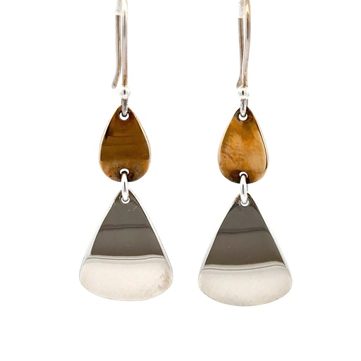 [25442sisebrasssilver] Sterling Silver & Copper Tear Drop Earrings