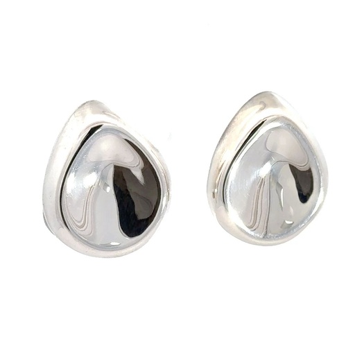 [25115] Sterling Silver Large Tear Shape Clip-On Earrings
