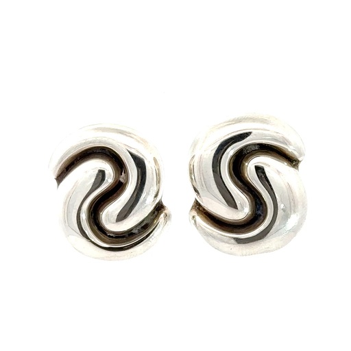 [23337SISECLIP-ON] Sterling Silver Large Knot Clip-on Earrings