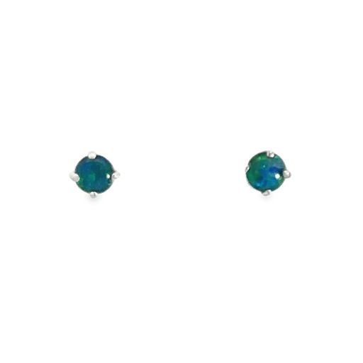 [25698SPGSERDCLAWTRIOPSTUD] Opal Earrings | Triplet Studs In Sterling Silver
