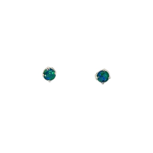 [25698SPGSERDCLAWTRIOPSTUD] Triplet Opal Stud Earrings In Sterling Silver