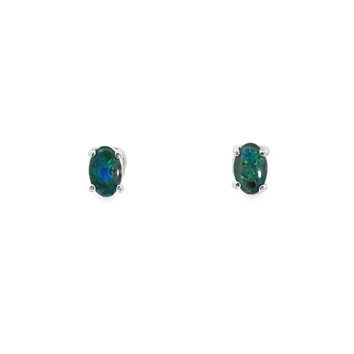 [25691SPGSERDCLAWTRIOPSTUD] Opal Earrings | Triplet Studs In Sterling Silver