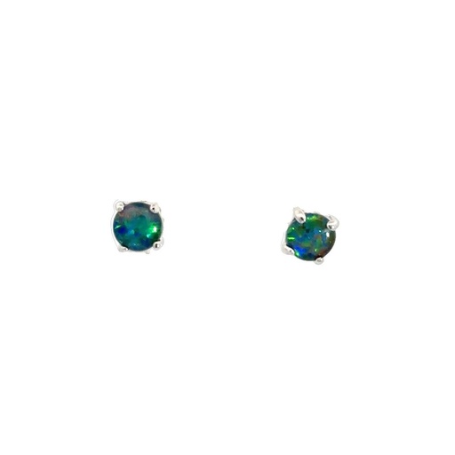 [25689SPGSETRIOP] Triplet Opal Four-Claw Stud Earrings In Sterling Silver