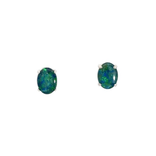 [25728SGPSETRIOPSTUD] Triplet Opal Stud Earrings In Sterling Silver