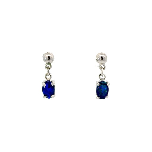 [25693SPGSETRIOP] Triplet Oval Drop Opal Earrings In Sterling Silver