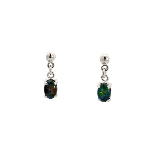 [25699SPGSETRIOP] Triplet Opal Drop Earrings In Sterling Silver