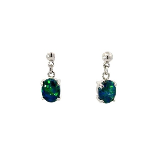 [25730SPGSETRIOPDROP] Triplet Opal Drop Earrings In Sterling Silver