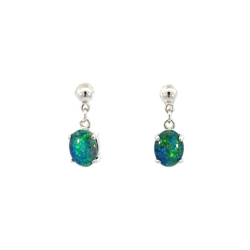 [25731SPGSETRIOPDROP] Triplet Opal Drop Earrings In Sterling Silver