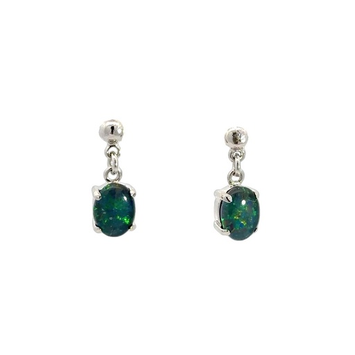 [25718SPGSEOPTRI] Triplet Opal Drop Earrings In Sterling Silver
