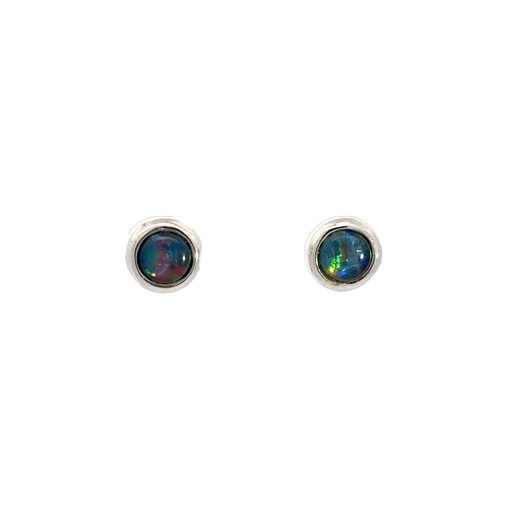 [25713SPGSETRIOPSTUD] Opal Earrings | Triplet In Sterling Silver