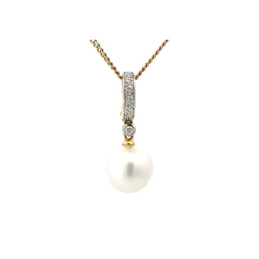 [25576SPG18YPSSP] South Sea Pearl & Diamond Pendant Enhancer In 18K