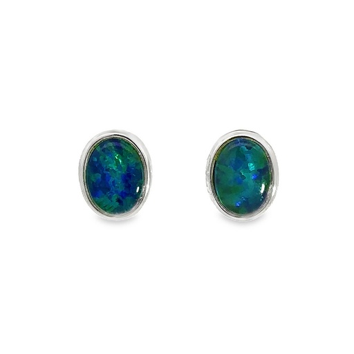 [25746SPGSETRIOPSMOV] Triplet Opal Stud Earrings In Sterling Silver