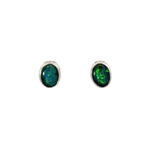 [25748SPGSETRIOP] Triplet Opal Stud Earrings In Sterling Silver