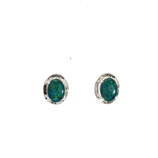 [25717SPGSETRIOPSTUD] Triplet Opal Stud Earrings In Sterling Silver
