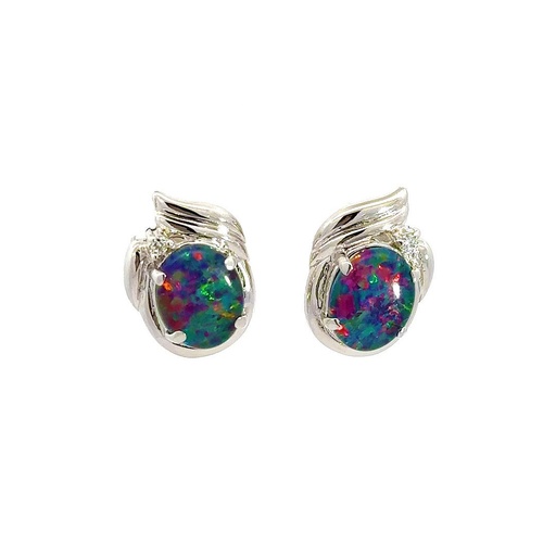 [25763SPGSETRIOP] Opal Earrings | Triplets In Sterling Silver