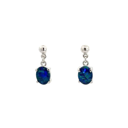 [25729SPGSETRIOPDROP] Triplet Opal Drop Earrings In Sterling Silver